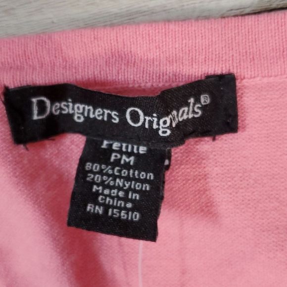 NEW Designers Originals Pink Short Sleeve Sweater Cotton Stretch Petite Medium - Picture 9 of 9